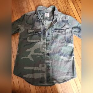 TNA Green Camouflage Button Down Shirt